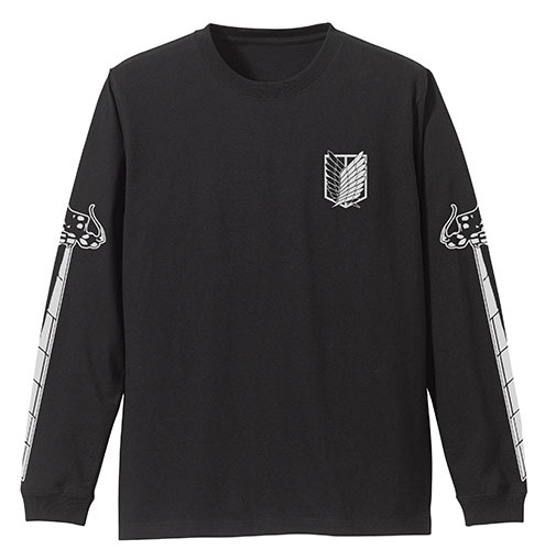 Attack on Titan Survey Corps Sleeve Rib Long Sleeve T shirt Black