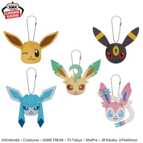 -PRE ORDER- Pokemon Eevee & Friends Face Plush with Chain