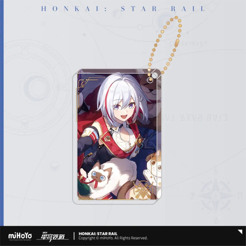 Honkai: Star Rail Light Cone Glitter Acrylic Keychain Worrisome, Blissful (Topaz and Numby)