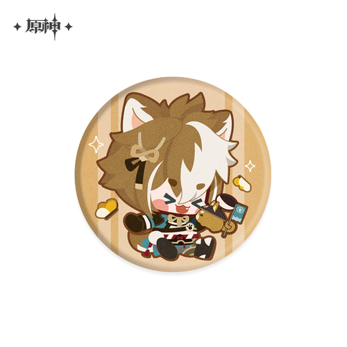 Genshin Impact Chibi Style Can Badge Canine Warrio (Gorou)