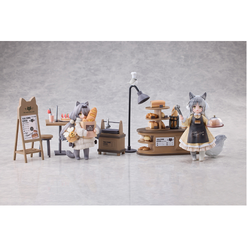 -PRE ORDER- Tea Time Cats Scene Cat Town Bakery Staff & Customer Non-Scale Figurine Set Of Two